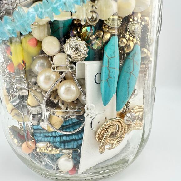 2lb 11oz Jewelry Jar Vintage to Modern Necklaces Bracelets Earrings Mixed Lot - Picture 8 of 9